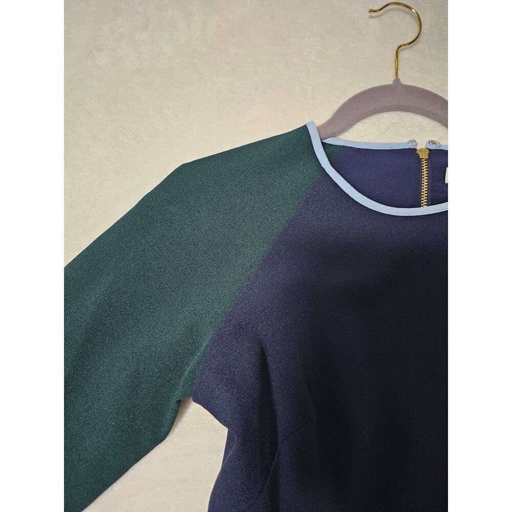 1901 NWT Sz4 Navy Blue Green block pleated fit n flare dress. Formal. Proper - Picture 14 of 16